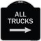 Signmission Driveway All Trucks W/ Right Arrow Heavy-Gauge Aluminum Architectural Sign, 18" x 18", BS-1818-24129 A-DES-BS-1818-24129 - alternate 1